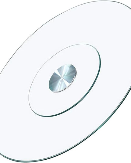 23 Inches Glass Lazy Susan for Table Top, Large Lazy Susan Turntable Fits for Family Gatherings, Banquets, Weddings, and Restaurants Plate Silent & Smooth Spin - LeafyLoom