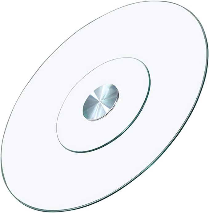 23 Inches Glass Lazy Susan for Table Top, Large Lazy Susan Turntable Fits for Family Gatherings, Banquets, Weddings, and Restaurants Plate Silent & Smooth Spin - LeafyLoom