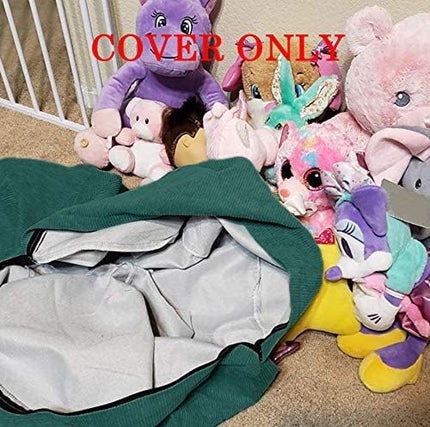 Stuffed Animal Storage Bean Bag Chair Cover (No Filler)for Kids and Adults.Soft Premium Corduroy Stuffable Beanbag for Organizing Children Plush Toys or Memory Foam Extra Large 300L (Green) - LeafyLoom