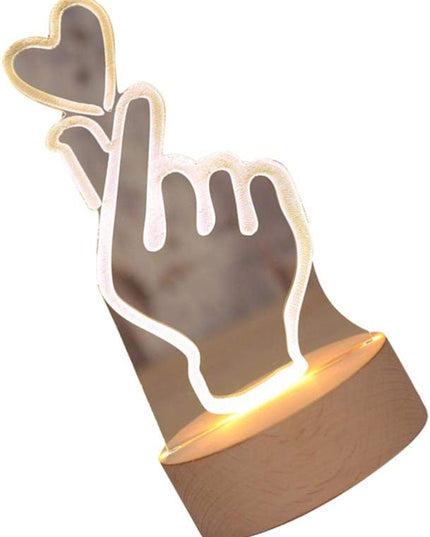 OSALADI Finger Heart Night Light, 3D Pattern Desk Table Lamp USB Charging, Acrylic Button Desk Lamp for Living Room Home Bedroom - LeafyLoom