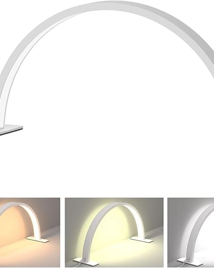 22inch Half Moon Light Nail Lamp for Desk, LED Nail Tech Lamp Lash Light for Professionals, Dimmable Lamp with Touch Controller, 3 Color Modes, 10 Brightness 3000K-6000K (White) - LeafyLoom