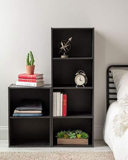 IRIS USA, Inc. Small Spaces Wood, Bookshelf Storage Shelf, Bookcase, 4-Tier, Black - LeafyLoom