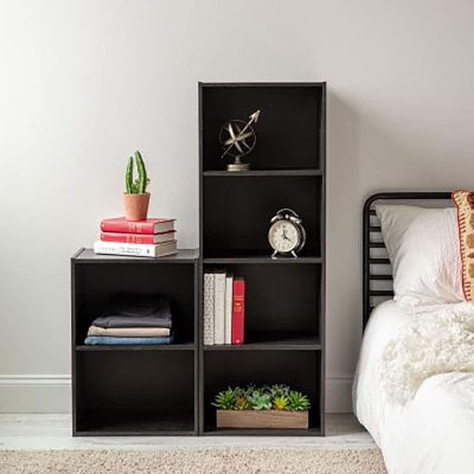 IRIS USA, Inc. Small Spaces Wood, Bookshelf Storage Shelf, Bookcase, 4-Tier, Black - LeafyLoom
