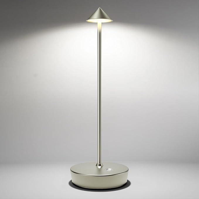 Cordless Table Lamps Rechargeable, 6000mAh Battery Operated LED Desk Lamp Outdoor Waterproof Portable Touch Dimmable Table Night Light for Patio Restaurant Dining Home Silver - LeafyLoom