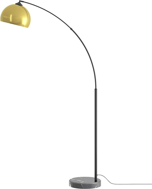 GETINLIGHT 66" Modern Antique Brass Arc Floor Lamp with Inner Gold Metal Shade and Black Marble Base, LED Bulb Included, IN-0806-1-AG - LeafyLoom