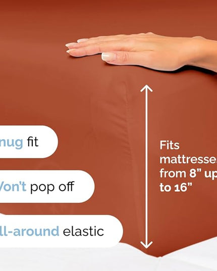 Split King Size 5 Piece Sheet Set - Comfy Breathable & Cooling Sheets - Hotel Luxury Bed Sheets for Women & Men - Deep Pockets, Easy-Fit, Soft & Wrinkle Free Sheets - Terracotta Oeko-Tex Bed Sheets - LeafyLoom