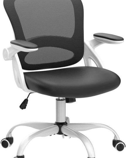 KERDOM Office Chair, Ergonomic Desk Chair, Mesh Computer Chair Height Adjustable, Comfy Swivel Task Chair with Wheels and Flip-up Arms - LeafyLoom