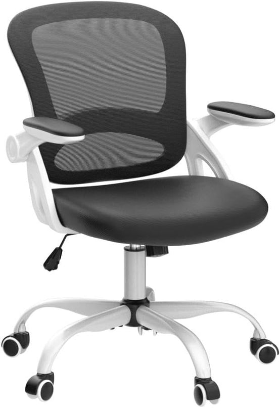 KERDOM Office Chair, Ergonomic Desk Chair, Mesh Computer Chair Height Adjustable, Comfy Swivel Task Chair with Wheels and Flip-up Arms - LeafyLoom
