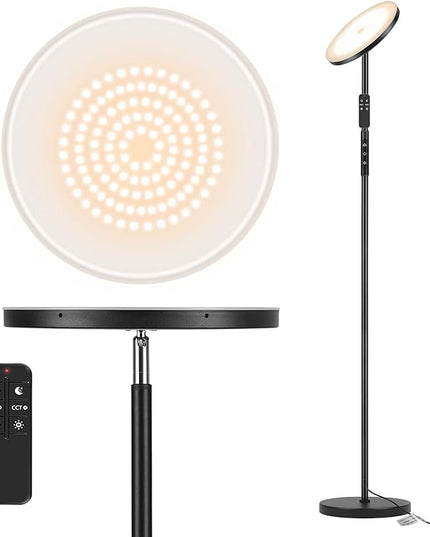LED Floor Lamp, 2400LM Super Bright Standing Lamp 250W Equivalent with 2700K-6500K Stepless Dimming, Modern Torchiere Sky Lamp with Remote & Touch Control, 69" Tall Lamp for Living Room Bedroom Office - LeafyLoom