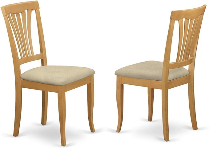 East West Furniture ANAV3-OAK-C 3 Piece Room Set Contains a Round Wooden Table with Pedestal and 2 Linen Fabric Kitchen Dining Chairs, 36x36 Inch - LeafyLoom
