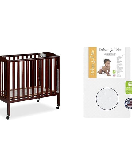 3-in-1 Portable Folding Crib Bundle with Sunset Extra Firm Fiber Mini Crib Mattress, 41x26x40 Inch and 38x24x3 Inch - LeafyLoom