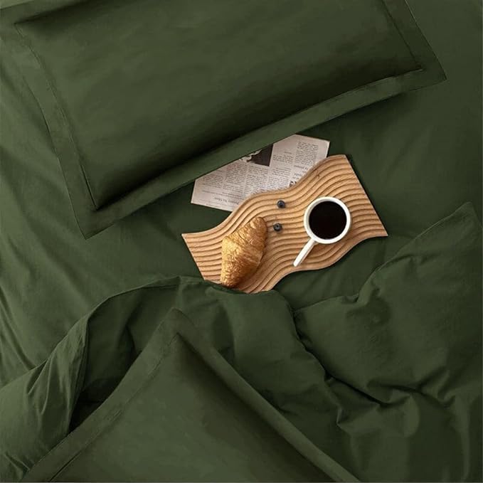 Dark Olive Green Full Comforter Set - 3 Piece Aesthetic Modern Bedding Set - All Season Farmhouse Soft & Lightweight Microfiber Down Alternative Comforter Bed Set with 2 Pillow Shams for Women Men - LeafyLoom