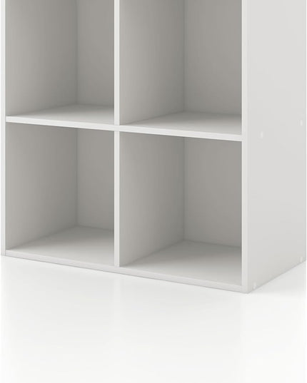 Apexa 4 Cube Storage Organizer Shelves, Stackable Wood Bookcase Fits Cubby Bins for Organization, Dorm Teen Room Decor & Home Office, White - LeafyLoom
