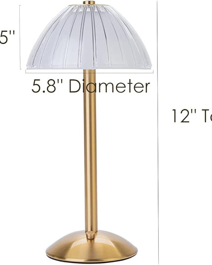 Cordless Table Lamps for Home,Table,Dining Room, Gold Rechargeable Lamps, USB Charge 12'' Tall LED Brass Portable Outdoor Indoor Table Lamp with Built-in Dimmer (Gold) - LeafyLoom