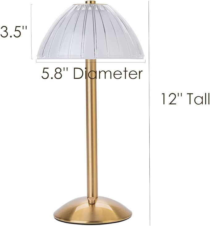 Cordless Table Lamps Rechargeable Lamps for Home, Gold 12'' Tall LED Brass Portable Outdoor Indoor Table Lamp with Touch Sensor, Adjustable Brightness and Color (Pack2-Gold Lamp) - LeafyLoom