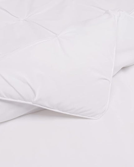 Amazon Basics All-Season Down-Alternative 2 Piece Comforter Bedding Set, Twin/TwinXL, Bright White, Pinch Pleat With Piped Edges - LeafyLoom