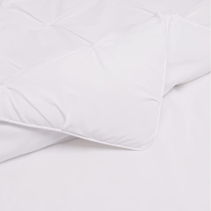 Amazon Basics All-Season Down-Alternative 2 Piece Comforter Bedding Set, Twin/TwinXL, Bright White, Pinch Pleat With Piped Edges - LeafyLoom