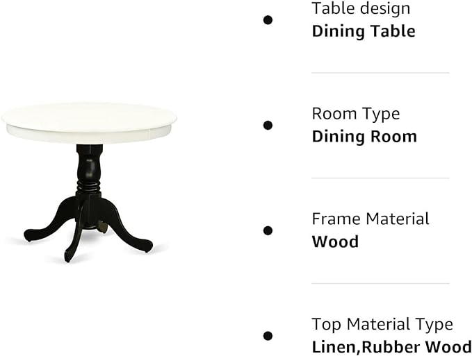 East West Furniture Kitchen Table, 36x36 Inch, ANT-LBK-TP - LeafyLoom