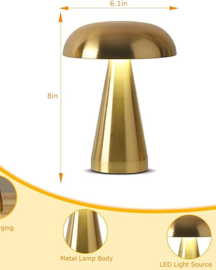 Portable Metal Desk Lamp,3-Color Touch Control, Rechargeable Battery - Ideal Bedside Lamp for Bedroom Nightstand - LeafyLoom