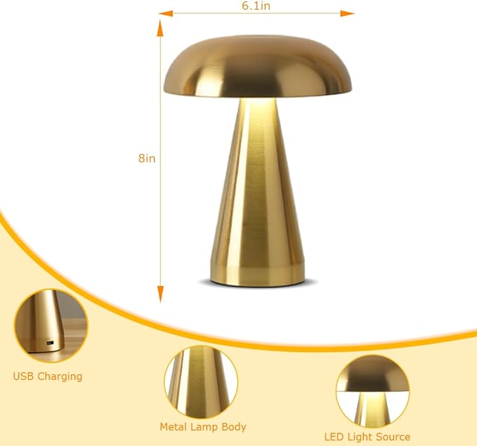 Portable Metal Desk Lamp,3-Color Touch Control, Rechargeable Battery - Ideal Bedside Lamp for Bedroom Nightstand - LeafyLoom