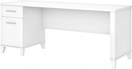 Bush Furniture Somerset 72W Office Desk with Drawers in White - LeafyLoom