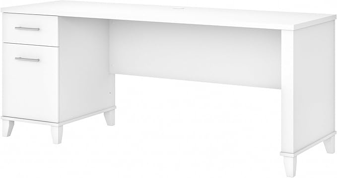 Bush Furniture Somerset 72W Office Desk with Drawers in White - LeafyLoom