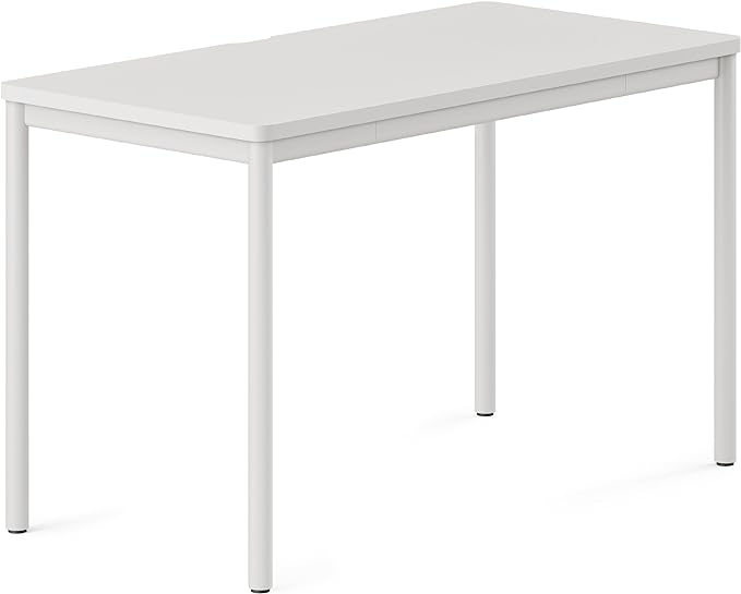 Branch Daily Desk - Functional At Home Office Desk with Effortless Assembly, Timeless Design, Rounded Corners, and Built-in Cable Notch - 48” W x 28.5” H x 24” D - White Work Table - LeafyLoom