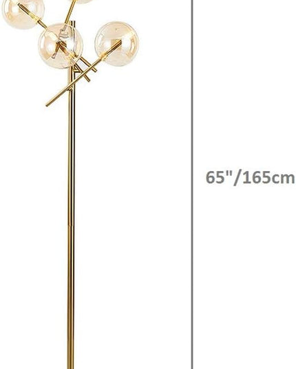 TD00145 Sputnik Chandelier Floor Lamp for Bedroom,4-Lights Glass Shade Floor Lamps for Living Room,Brass/Gold - LeafyLoom