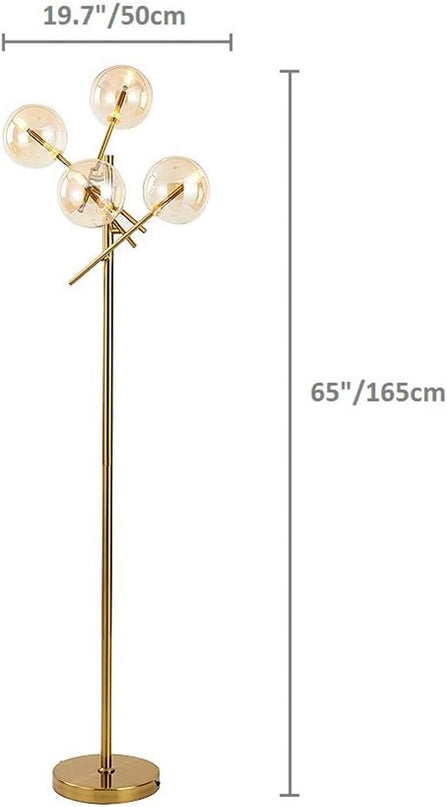 TD00145 Sputnik Chandelier Floor Lamp for Bedroom,4-Lights Glass Shade Floor Lamps for Living Room,Brass/Gold - LeafyLoom