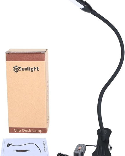 Clip on Reading Light, Clip Light, Warm & Daylight & White Light 3 Colors, Eye-Care Clamp Lamp with 10 Dimmable Illumination Modes - LeafyLoom