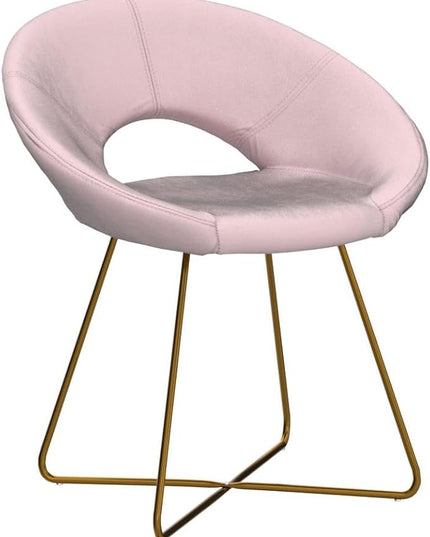 Roundhill Furniture Slatina Silky Velvet Upholstered Accent Chair with Gold Tone Finished Base, 25D x 28W x 31.5H in, Pink - LeafyLoom