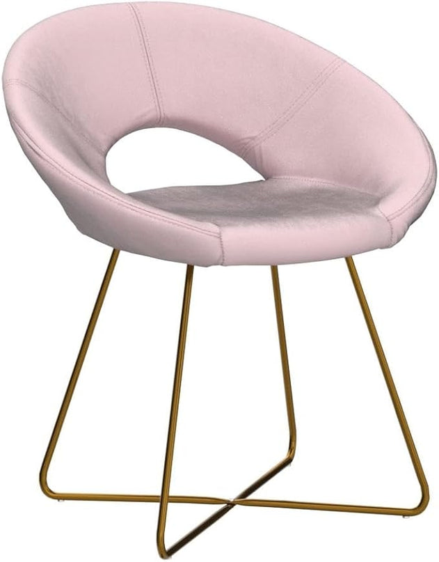 Roundhill Furniture Slatina Silky Velvet Upholstered Accent Chair with Gold Tone Finished Base, 25D x 28W x 31.5H in, Pink - LeafyLoom