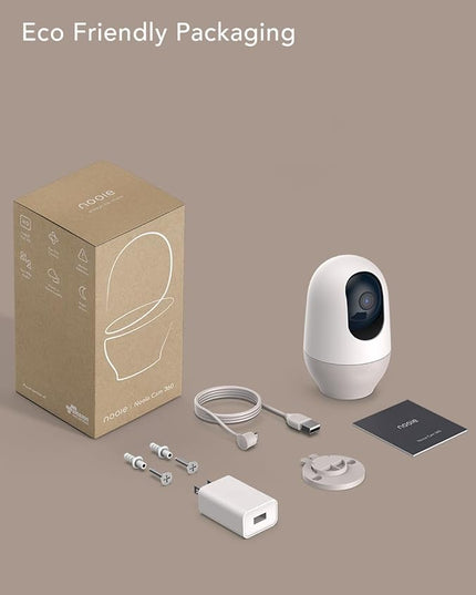 nooie Baby Monitor with Camera 2 Pack,WiFi Baby Monitor Camera,360-degree1080P,Smart Baby Camera with Motion Tracking,Night Vision,Two Way Audio&Sound Detection,Works with Alexa,SD Card and Cloud nooie