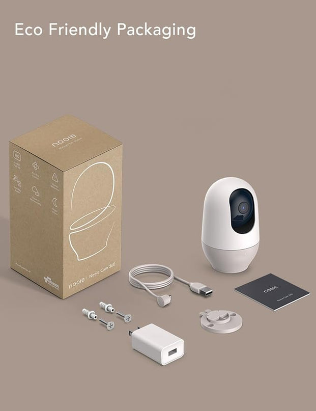 nooie Baby Monitor with Camera 2 Pack,WiFi Baby Monitor Camera,360-degree1080P,Smart Baby Camera with Motion Tracking,Night Vision,Two Way Audio&Sound Detection,Works with Alexa,SD Card and Cloud nooie