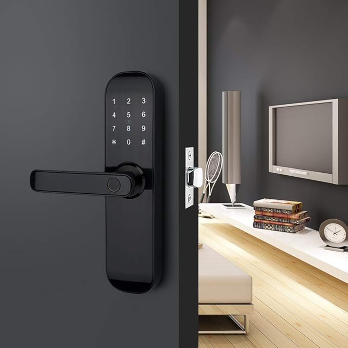 HAIFUAN M20 Bluetooth Digital Lock,Unlock with Fingerprints, Cards, Codes, App (Compatible with Alexa) (for Left Hand Doors Only) HAIFUAN