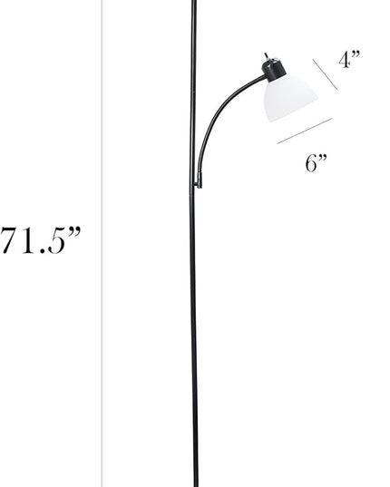 Simple Designs LF2000-BLK-2PK 2 Light Mother Daughter Floor Lamp with Reading Light, 2 Pk Black, 71.5" - LeafyLoom