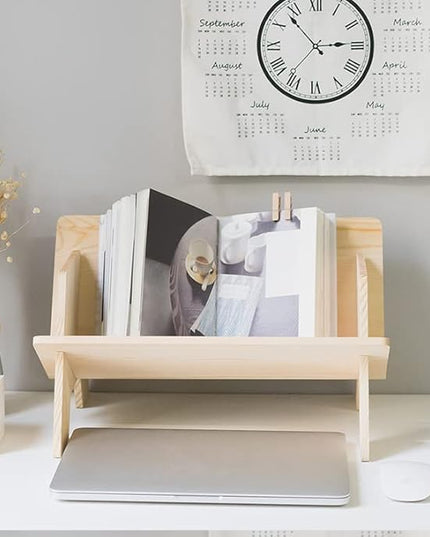 Wood Bookcase in Living Room/Home/Office, Desktop Book Shelf Organizer Bookshelves Storage Rack for CDs/Magazine/Books Display (Style V) - LeafyLoom