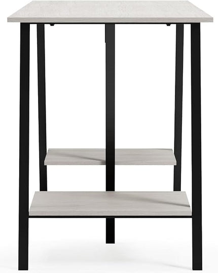 Signature Design by Ashley Bayflynn Modern Home Office Desk or Drafting Table with Sawhorse Legs, White & Black - LeafyLoom