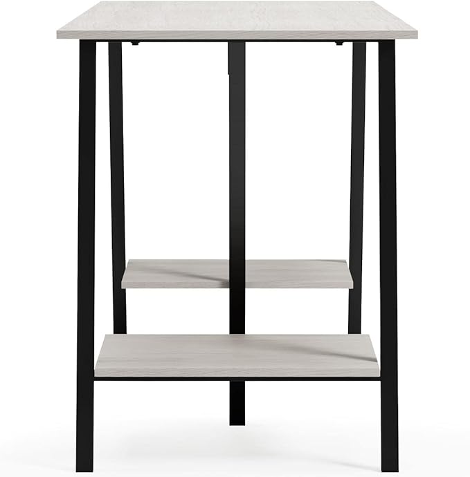Signature Design by Ashley Bayflynn Modern Home Office Desk or Drafting Table with Sawhorse Legs, White & Black - LeafyLoom