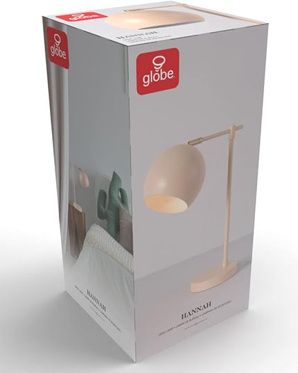 Globe Electric 52285 Hannah 18" Desk Lamp, Matte Pink, Brass Pivot Joint, in-Line On/Off Rotary Switch - LeafyLoom