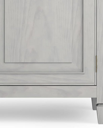 SIMPLIHOME Connaught Solid Wood 40 inch Wide Traditional Entryway Storage Cabinet in Fog Grey for The Living Room, Entryway and Family Room - LeafyLoom