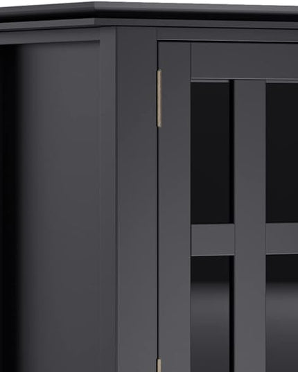 SIMPLIHOME Artisan SOLID WOOD 72 Inch Wide Transitional TV Media Stand in Black for TVs up to 80 Inches, For the Living Room and Entertainment Center - LeafyLoom