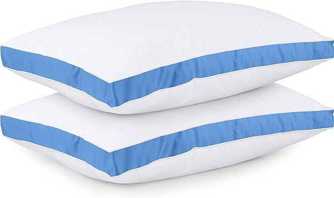 Utopia Bedding Bed Pillows for Sleeping Queen Size (Blue), Set of 2, Cooling Hotel Quality, Gusseted Pillow for Back, Stomach or Side Sleepers - LeafyLoom