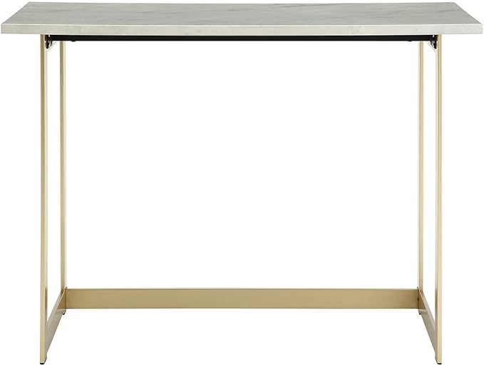 Walker Edison Modern Glam Faux Top Laptop Writing Desk Home Office Workstation Small, 42"L x 20"W x 30"H, Marble/Gold - LeafyLoom