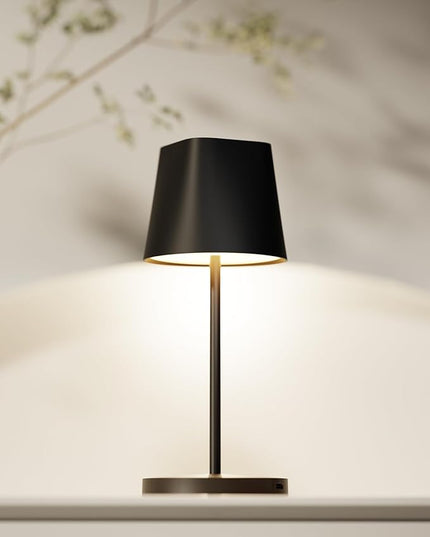 Quntis Cordless Small Table Lamp, Battery Powered Lamp Rechargeable Touch LED Desk Lamp with Dimmer for Restaurant/Bedroom/Bars/Outdoor Party/Camping/Coffee Shop Night Light, Carbon Black - LeafyLoom