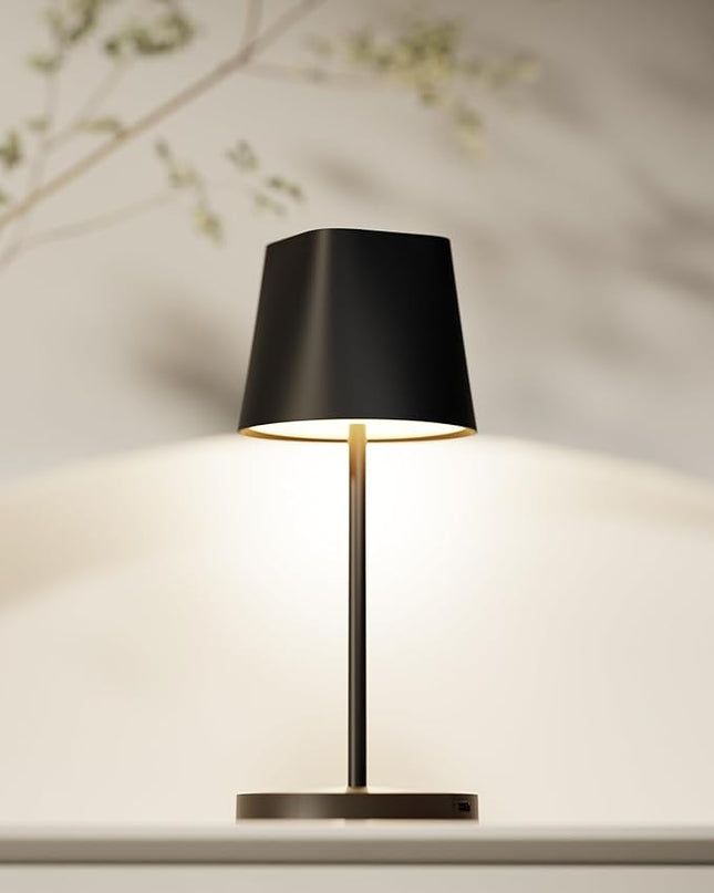Quntis Cordless Small Table Lamp, Battery Powered Lamp Rechargeable Touch LED Desk Lamp with Dimmer for Restaurant/Bedroom/Bars/Outdoor Party/Camping/Coffee Shop Night Light, Carbon Black - LeafyLoom