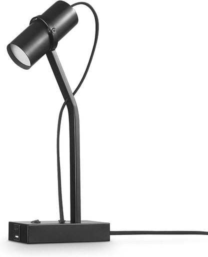 Globe Electric MRDK by Globe Series.01.TL 16" LED Desk Lamp, 2.1A Combined USB Port and USB-C Port, 5 Watts, 240 Lumens, 3000 Kelvin Warm White, Adjustable Shade, Matte Black - LeafyLoom