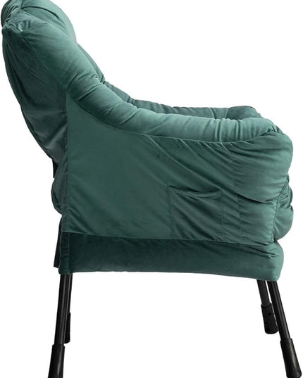 AbocoFur Modern Fabric Large Lazy Chair, Accent Oversized Comfy Reading Chair, Thick Padded Cozy Lounge Chair with Armrest, Leisure Sofa Chair for Living Room, Bedroom, Dorm, Dark Atrovirens - LeafyLoom
