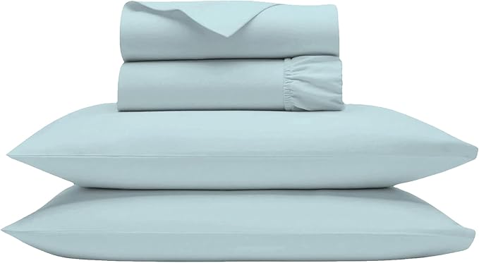 100 Percent Egyptian Cotton Sheets - Full Size 4 Piece Sheet Set 1000 Thread Count Breathable & Cool Sheets - Hotel Luxury Bed Sheets - Fits Upto 18" Deep Pocket, Easy-Fit - Aqua Blue Full Bed Sheets - LeafyLoom