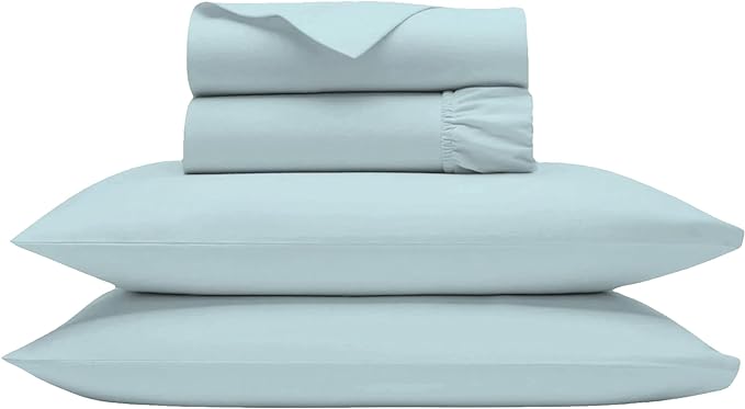 Egyptian Cotton Sheets King Size Bed, Comfort 1000 Thread Count King Sheet Set, Ultra-Soft, Breathable Deep Pocket King Bed Sheets Hotel Quality Luxury Bed Linen Set- Aqua Blue - LeafyLoom